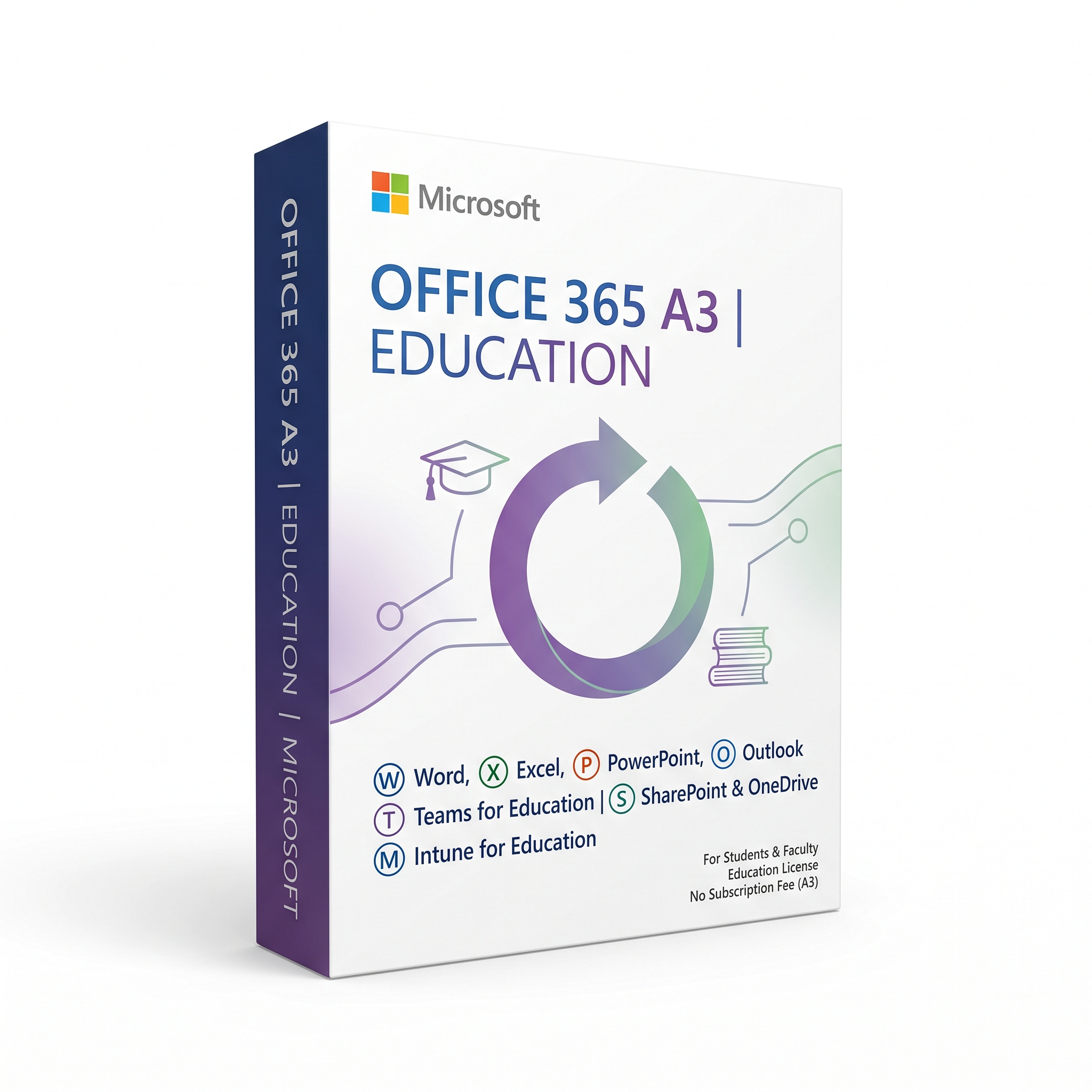 Microsoft Office 365 A3 Education Account No OneDrive digital licence artwork