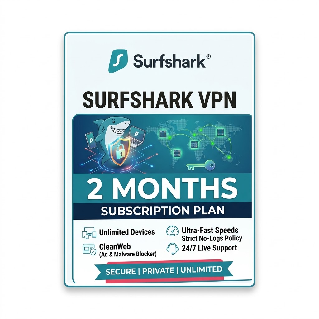 Surfshark VPN 2 Months digital licence artwork